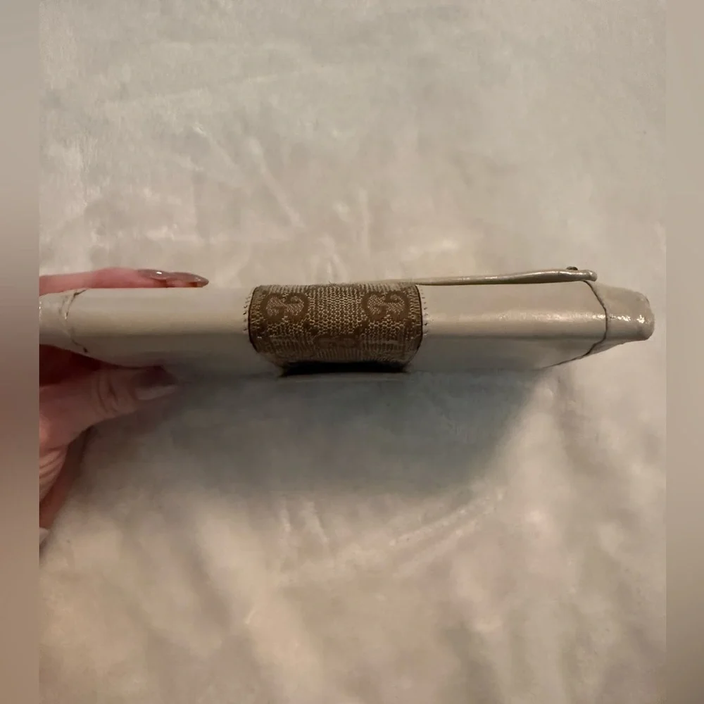 GUCCI Beige GG Monogram Leather Bifold Long Wallet Purse Accessories Italy - Picture 10 of 14